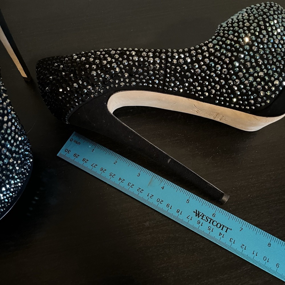 Giuseppe Zanotti Sharon Peep Toe Platform Pumps Sz 37 (US 7) Crystal Rhinestone - Picture 15 of 16